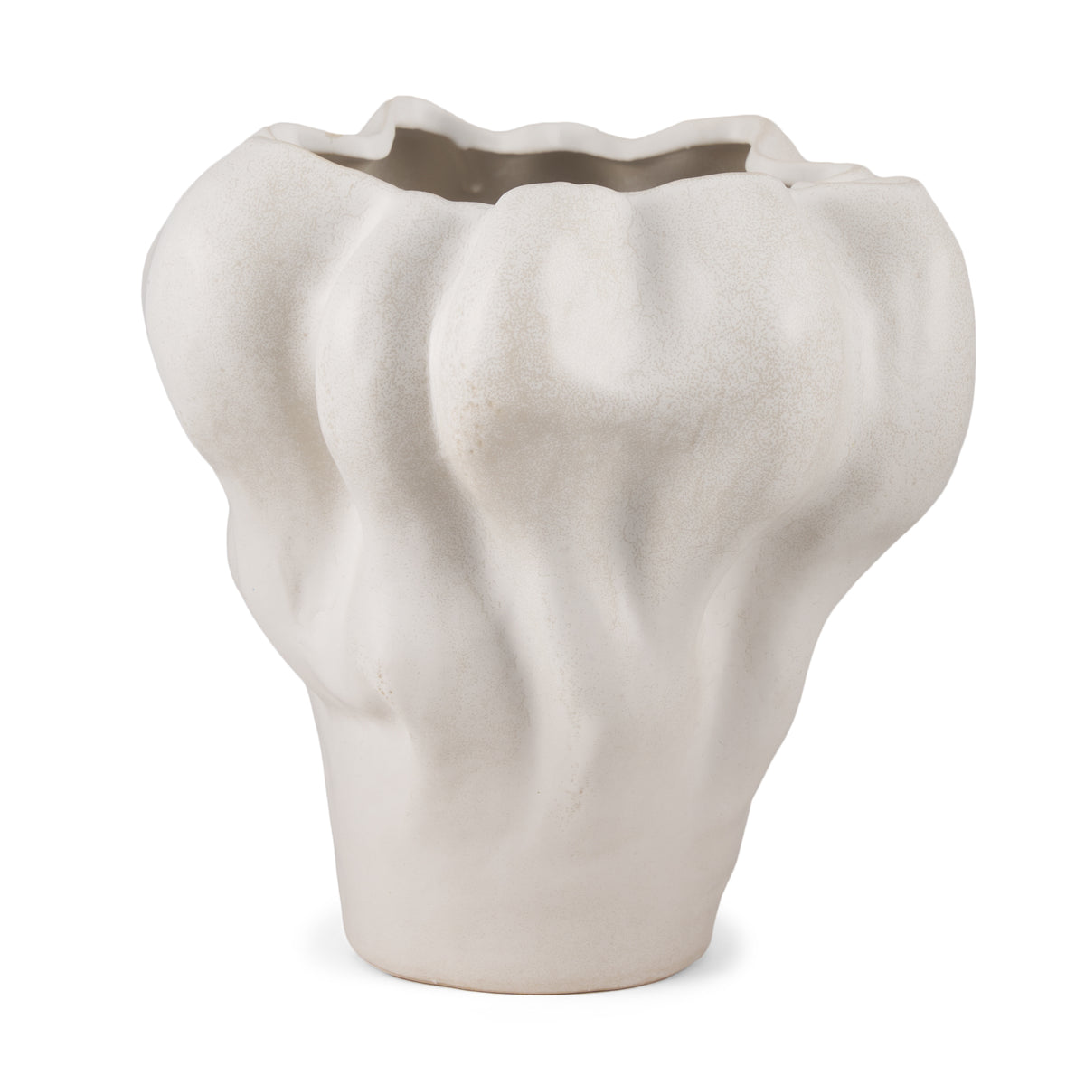 Vanna Sculptural Cream Glazed Ceramic Vase-Vase-DECOROLALA