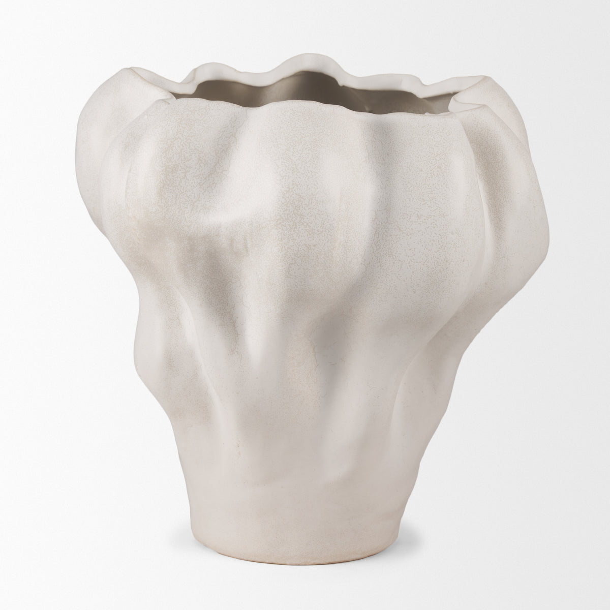 Vanna Sculptural Cream Glazed Ceramic Vase-Vase-DECOROLALA