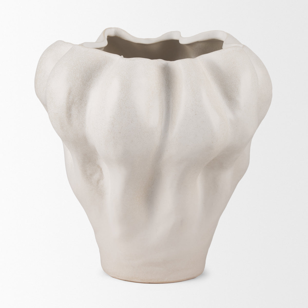 Vanna Sculptural Cream Glazed Ceramic Vase-Vase-DECOROLALA