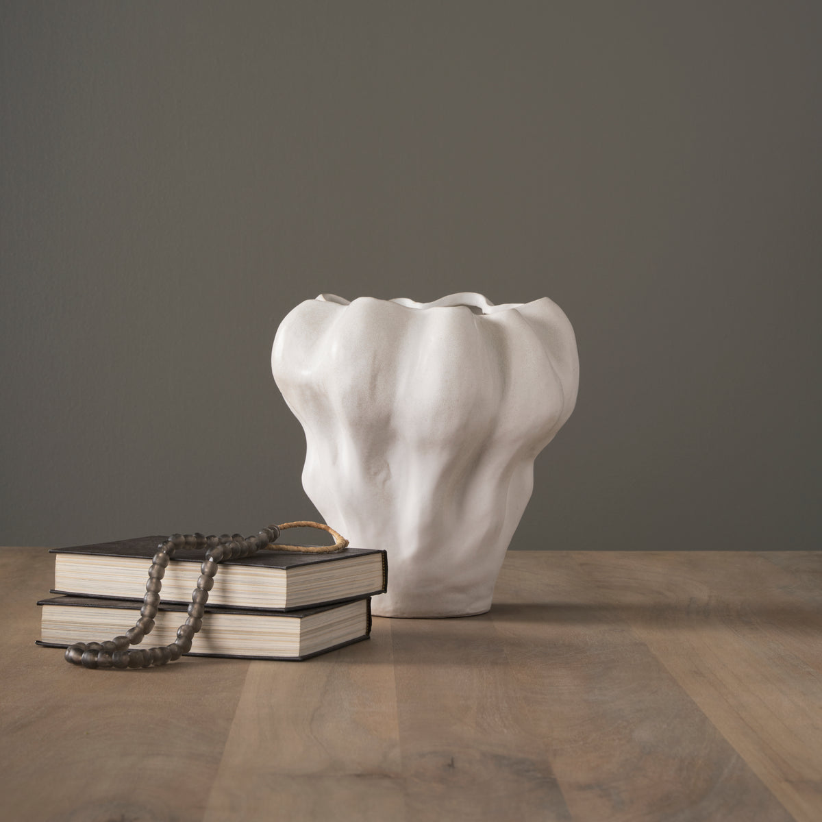 Vanna Sculptural Cream Glazed Ceramic Vase-Vases-DECOROLALA
