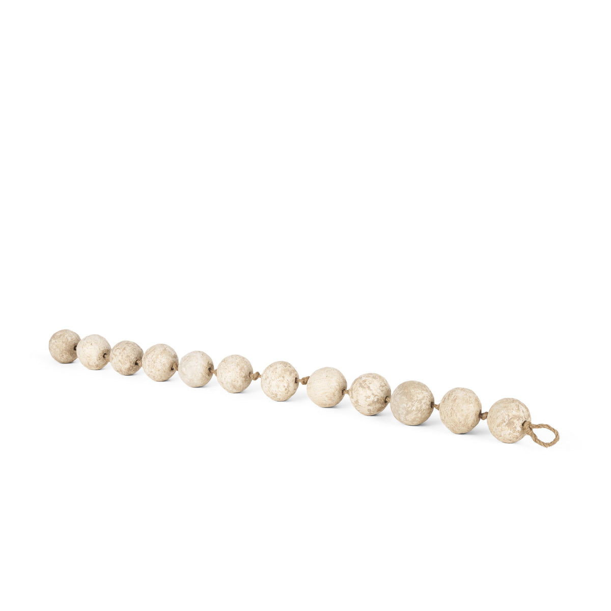 Varamala Beige Paper Mache Sphere Garland - 12 Beads-Decorative Objects-DECOROLALA