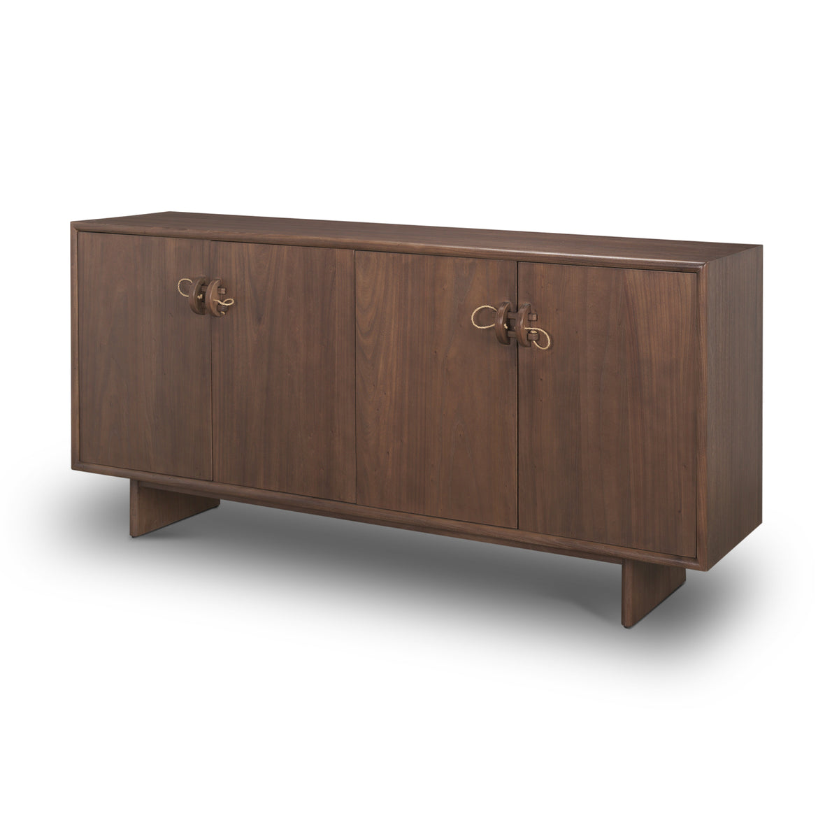 Varenna 4 Door Dark Brown Wood w/ Rope Handles Sideboard-Sideboards & Buffets-DECOROLALA