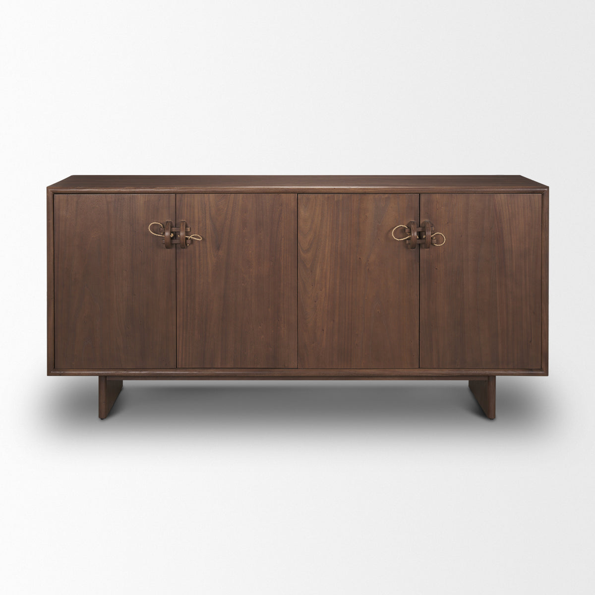 Varenna 4 Door Dark Brown Wood w/ Rope Handles Sideboard-Sideboards & Buffets-DECOROLALA