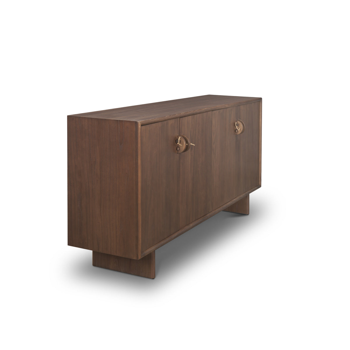 Varenna 4 Door Dark Brown Wood w/ Rope Handles Sideboard-Sideboards & Buffets-DECOROLALA