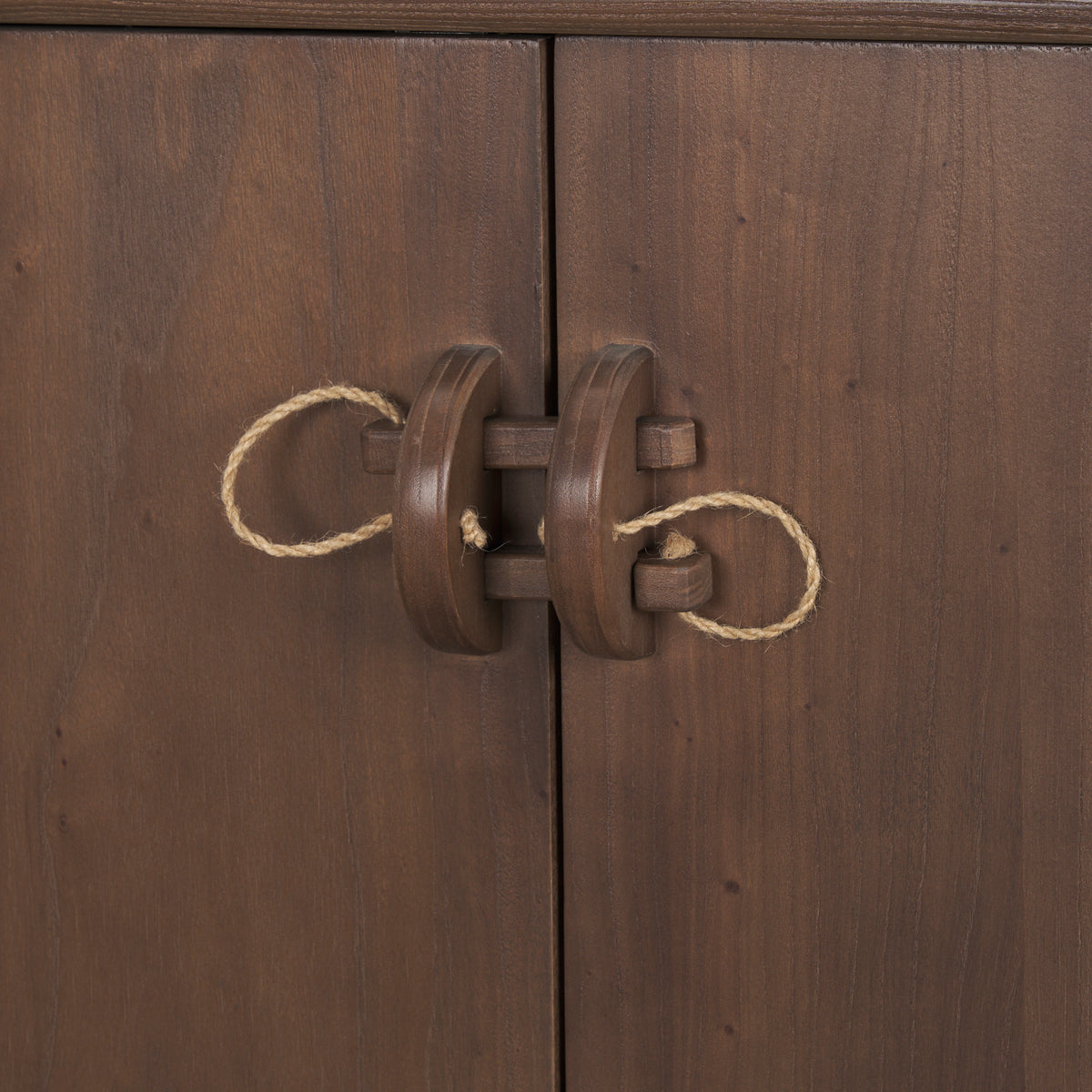Varenna 4 Door Dark Brown Wood w/ Rope Handles Sideboard-Sideboards & Buffets-DECOROLALA