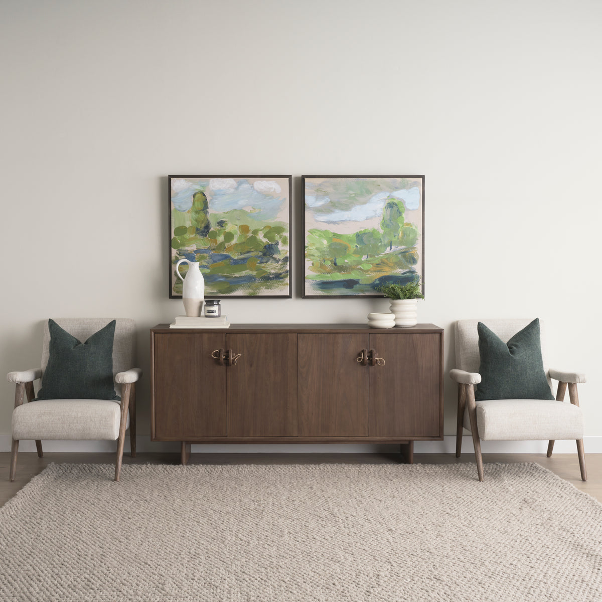 Varenna 4 Door Dark Brown Wood w/ Rope Handles Sideboard-Sideboards & Buffets-DECOROLALA
