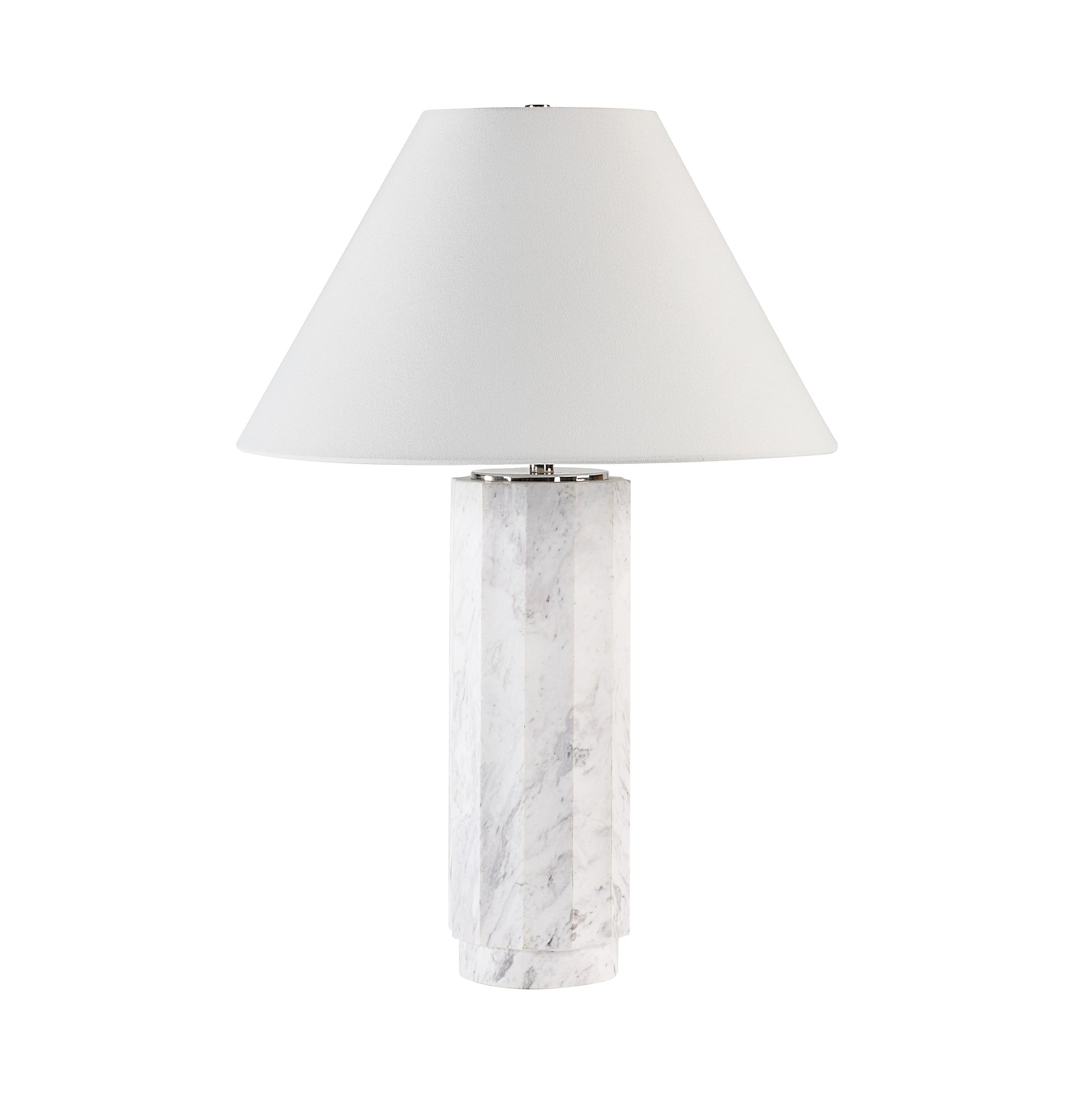 Veda 26.5" Marble Table Lamp, White-Table Lamp-DECOROLALA