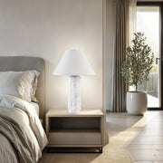 Veda 26.5" Marble Table Lamp, White-Table Lamp-DECOROLALA