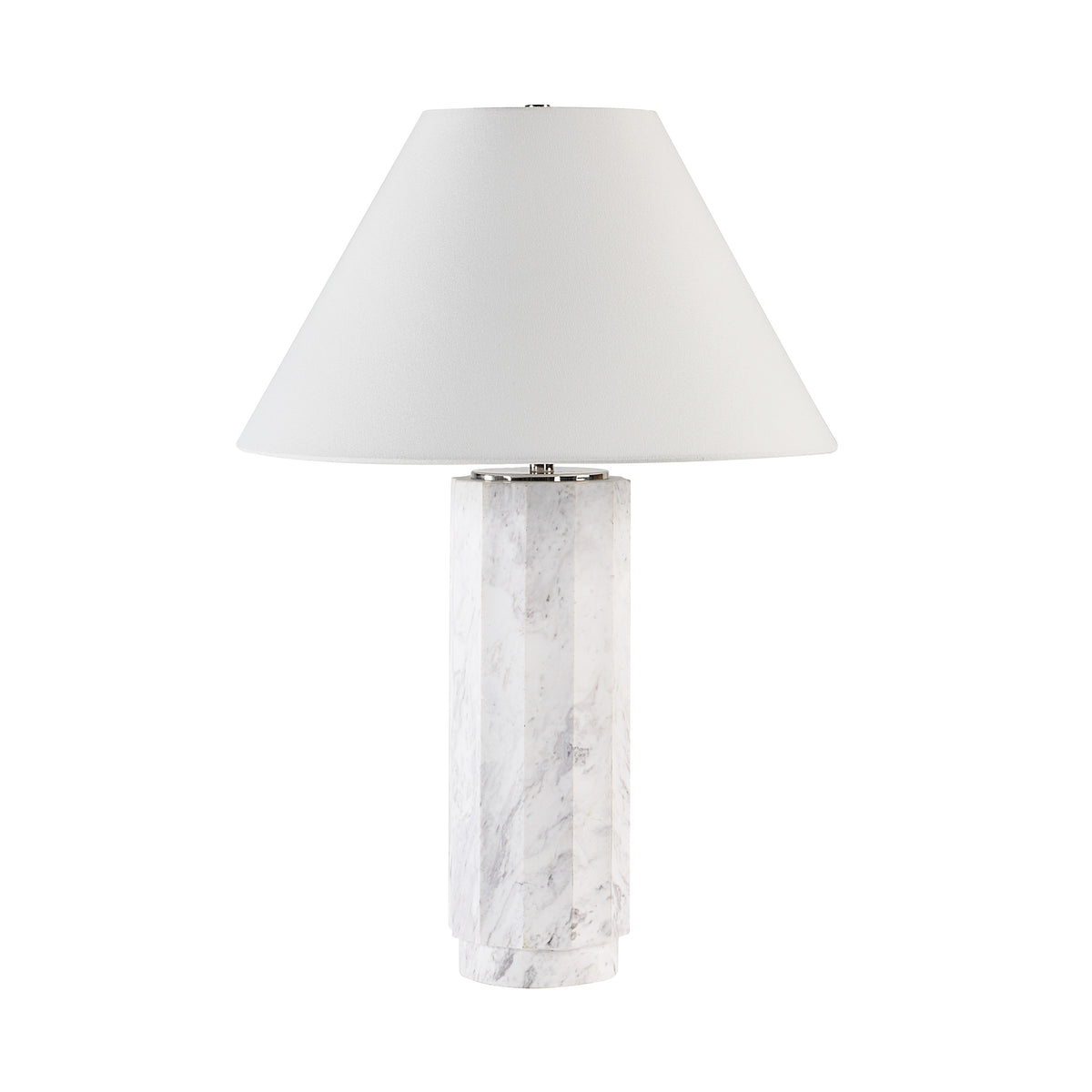Veda 26.5" Marble Table Lamp, White-Table Lamps-DECOROLALA