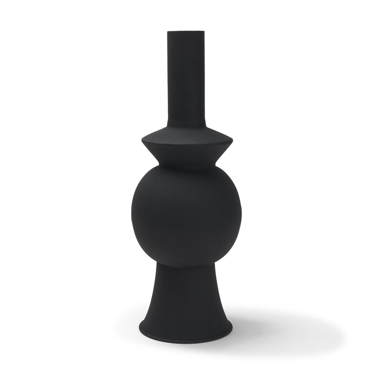 Veda Large Black Metal Geometric Vase-Vase-DECOROLALA