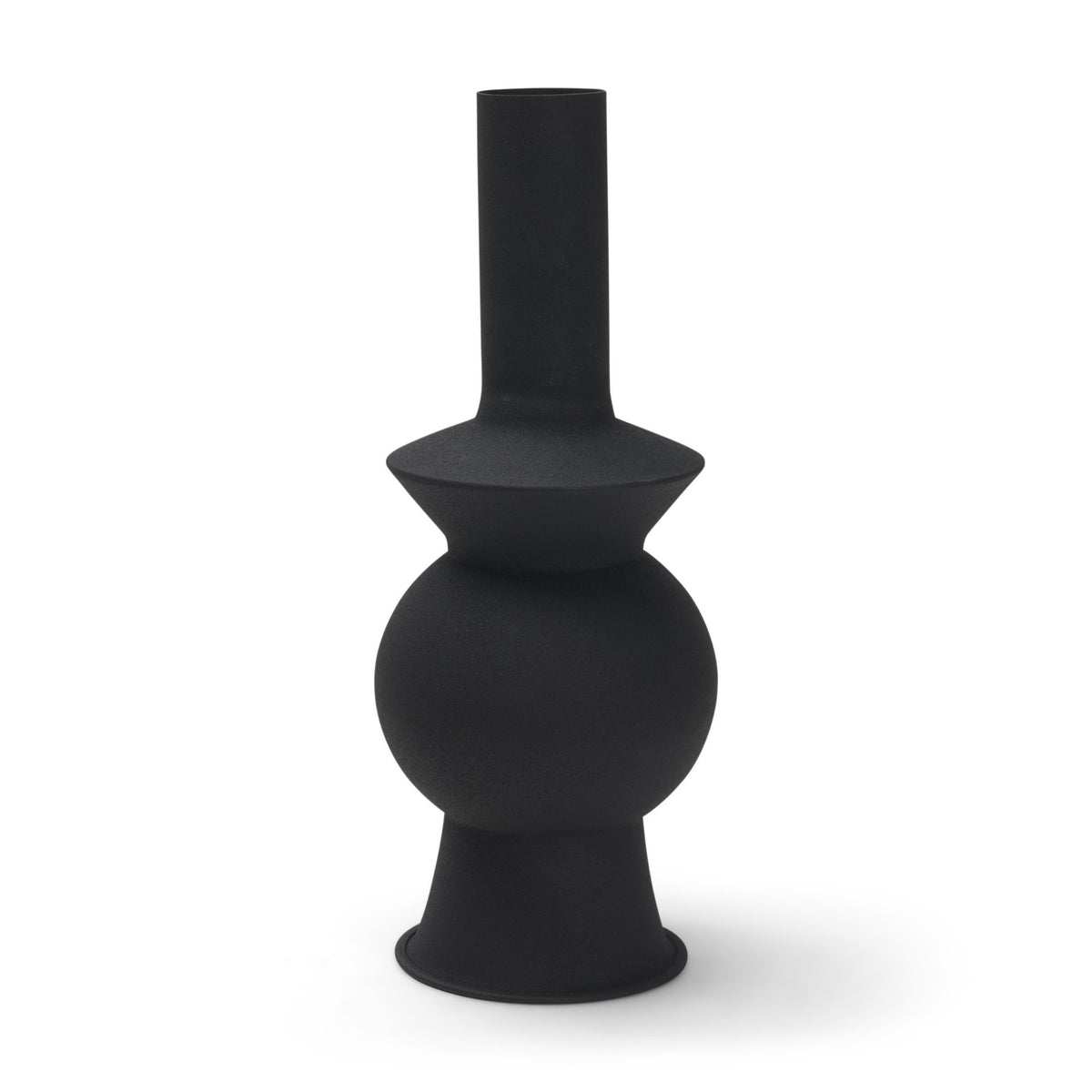 Veda Small Black Metal Geometric Vase-Vase-DECOROLALA