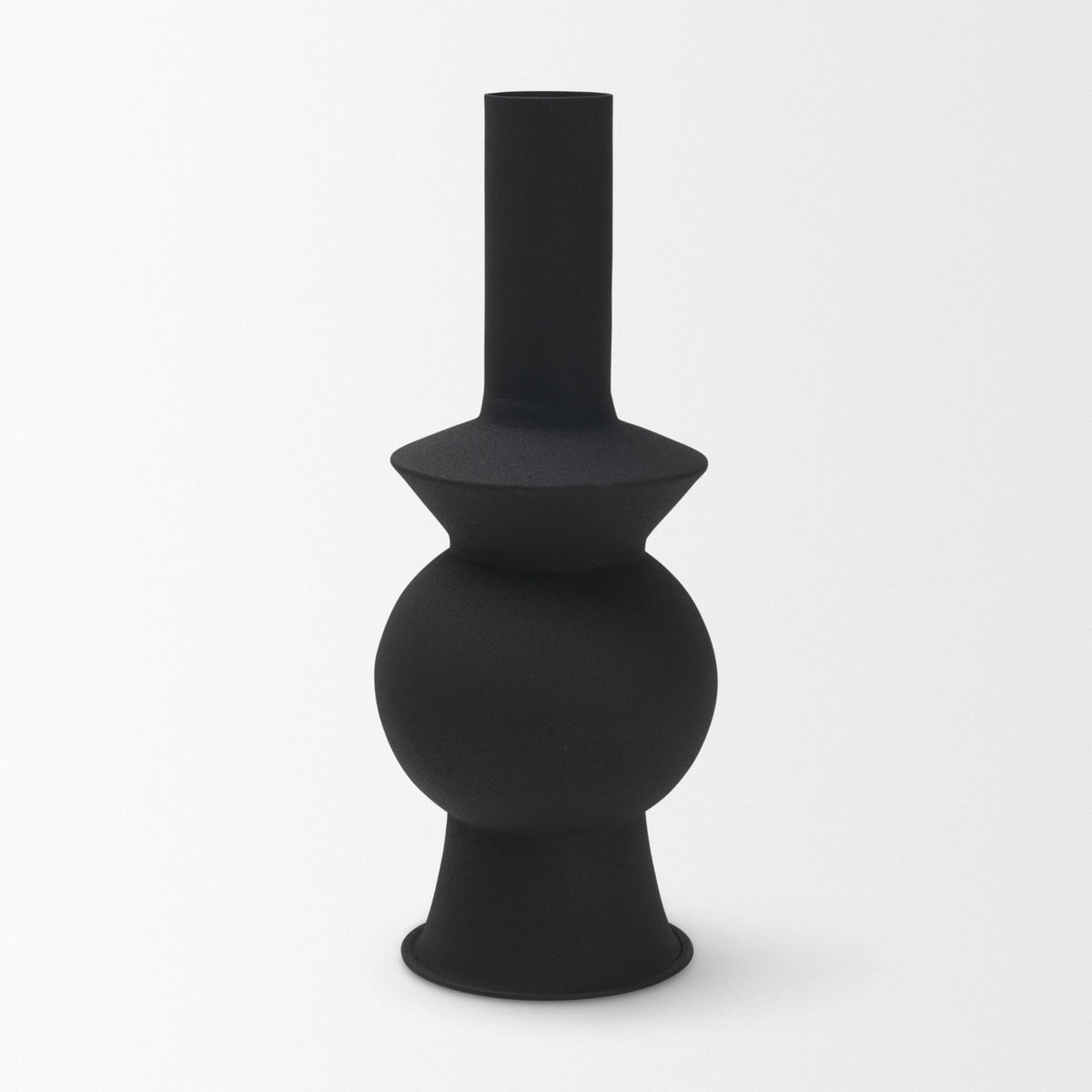 Veda Small Black Metal Geometric Vase-Vase-DECOROLALA