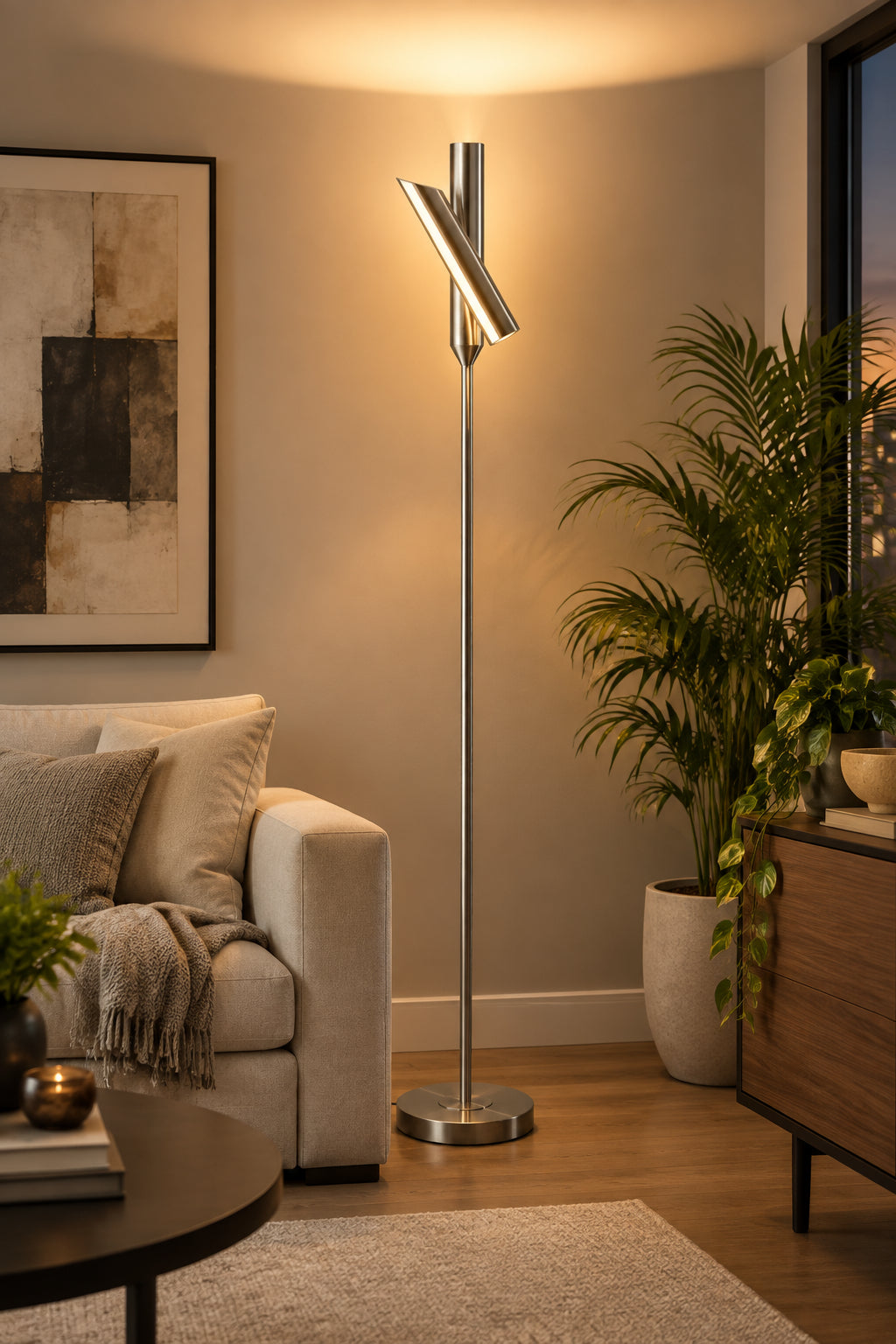 Vega 4079-22 LED Torchiere Dimmer - Brushed Steel-Lighting-DECOROLALA