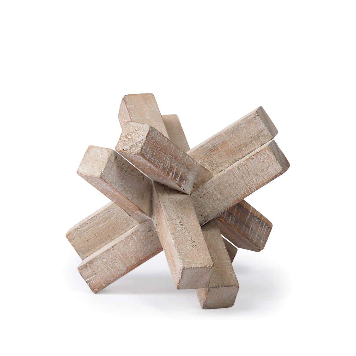 Vega II Large Natural Wood Jack Object - 7" x 7" Whitewashed-Decorative Objects-DECOROLALA