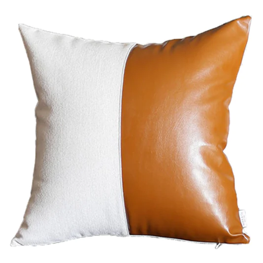 Vegan Faux Leather Detailed Throw Pillow Set of 4-Accent Throw Pillows-DECOROLALA