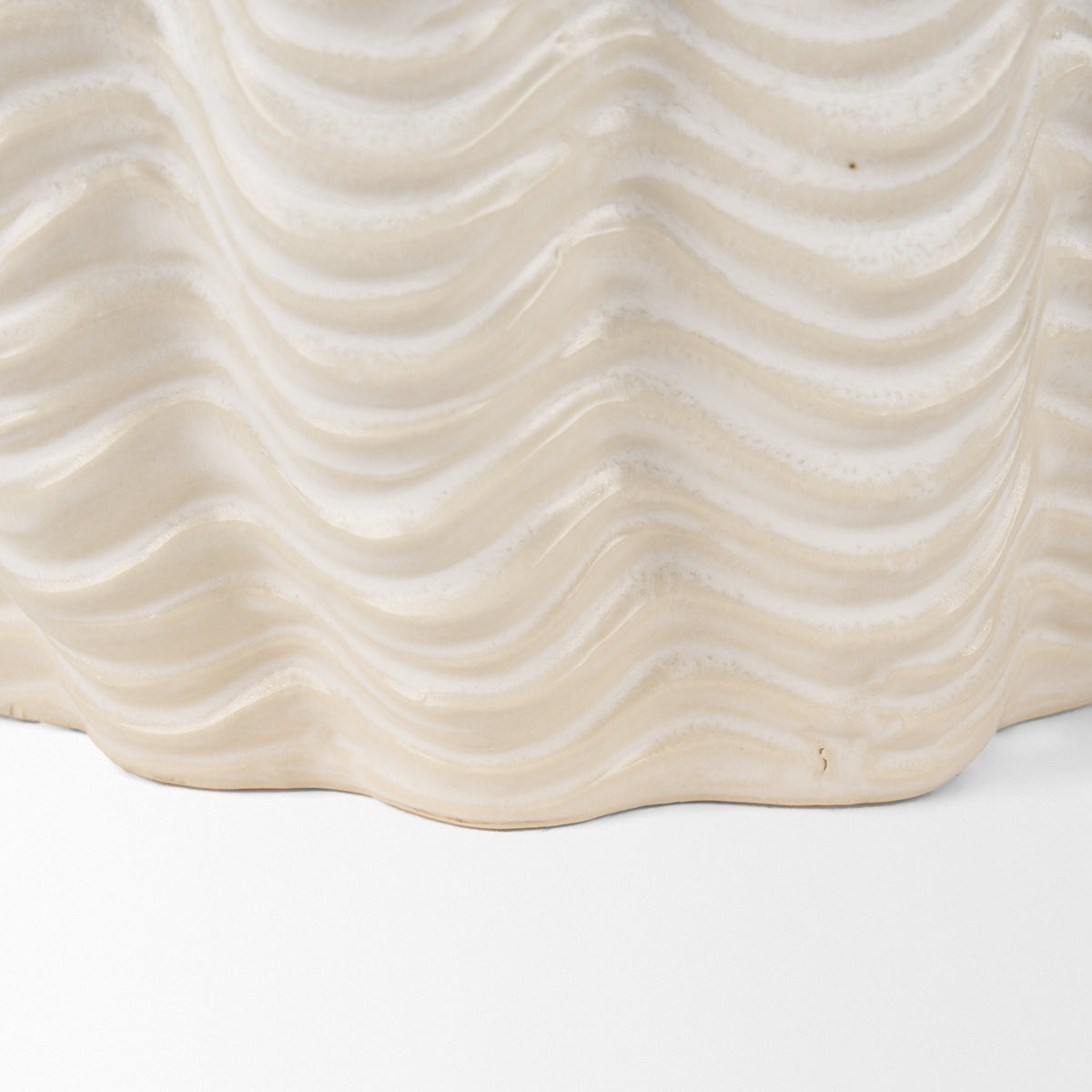 Velia Short Seashell Sculptural Glazed Ceramic Vase-Vase-DECOROLALA