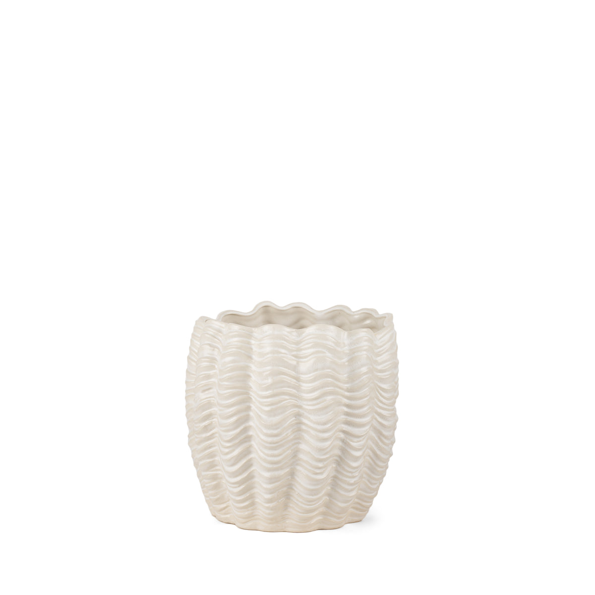Velia Short Seashell Sculptural Glazed Ceramic Vase-Vase-DECOROLALA