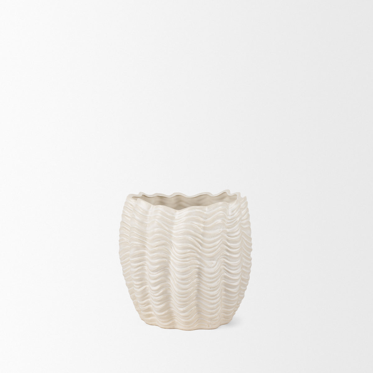 Velia Short Seashell Sculptural Glazed Ceramic Vase-Vase-DECOROLALA