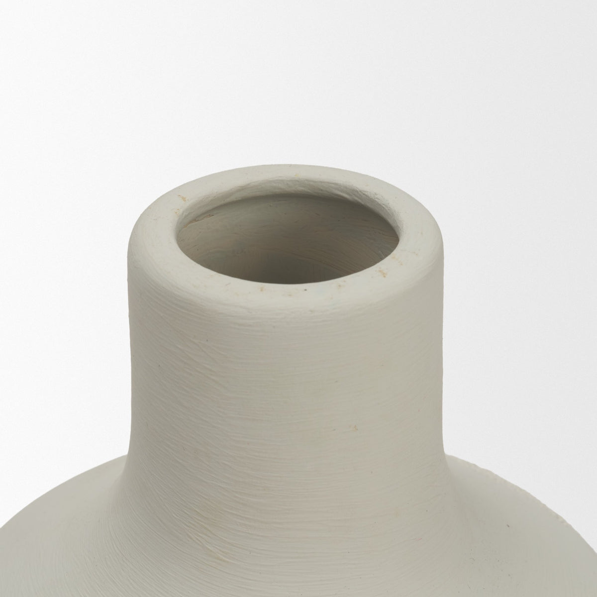 Velo 11.8H White w/Green Hand-Painted Terracotta Decorative Vase-Vase-DECOROLALA