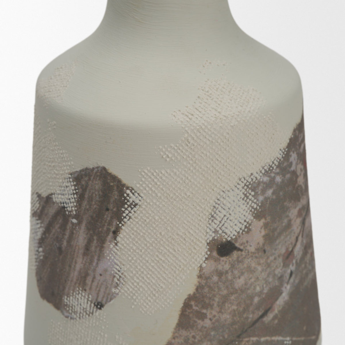 Velo 11.8H White w/Green Hand-Painted Terracotta Decorative Vase-Vase-DECOROLALA