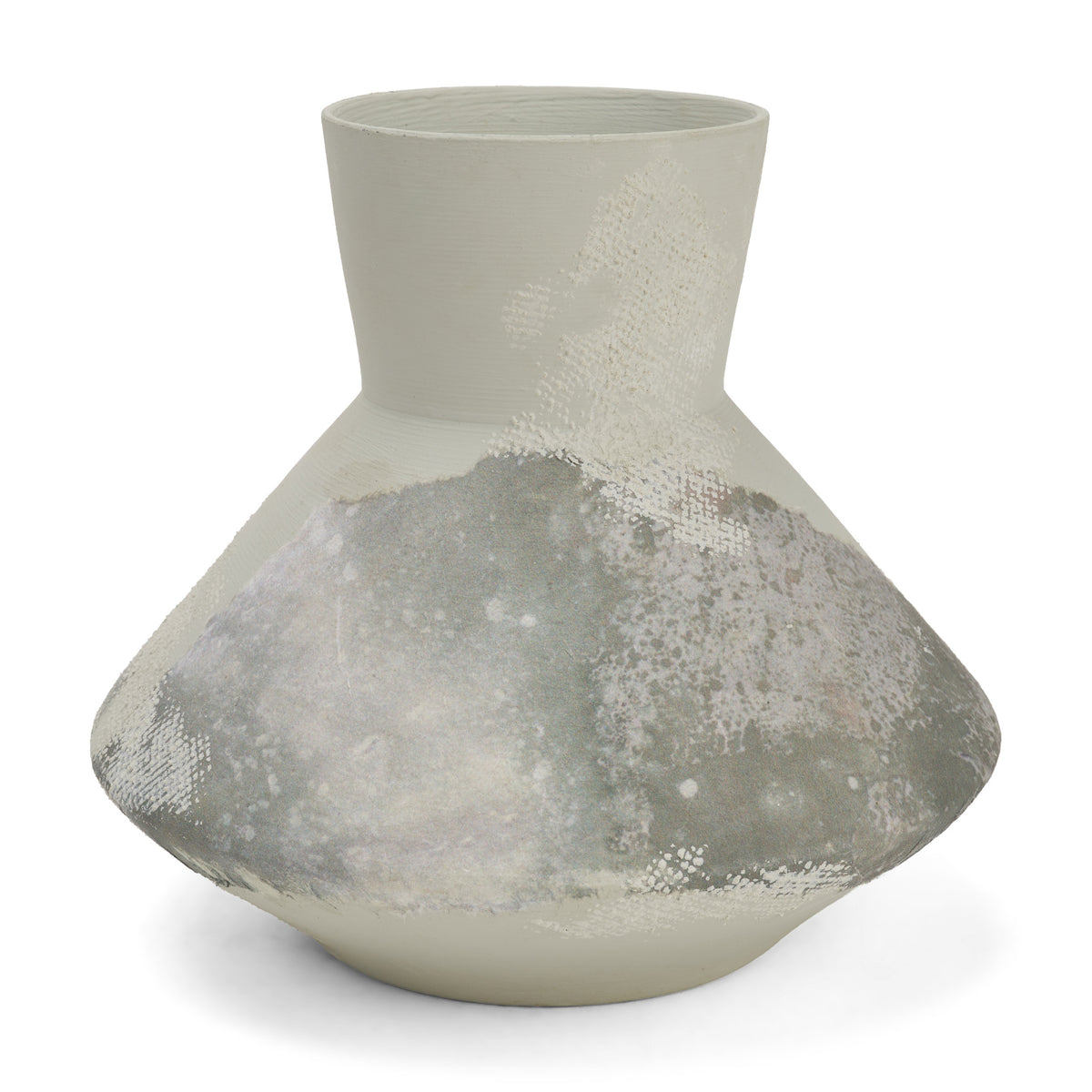 Velo 8.1H White w/Green Hand-Painted Terracotta Decorative Vase-Vase-DECOROLALA