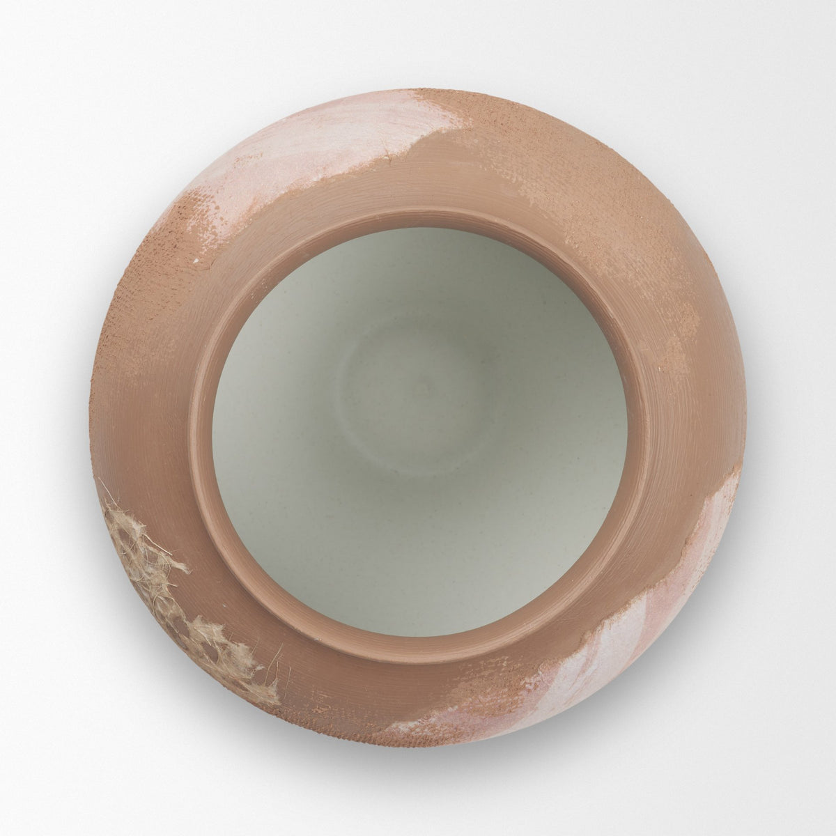 Velo Brown w/White Hand-Painted Terracotta Decorative Vase-Vase-DECOROLALA
