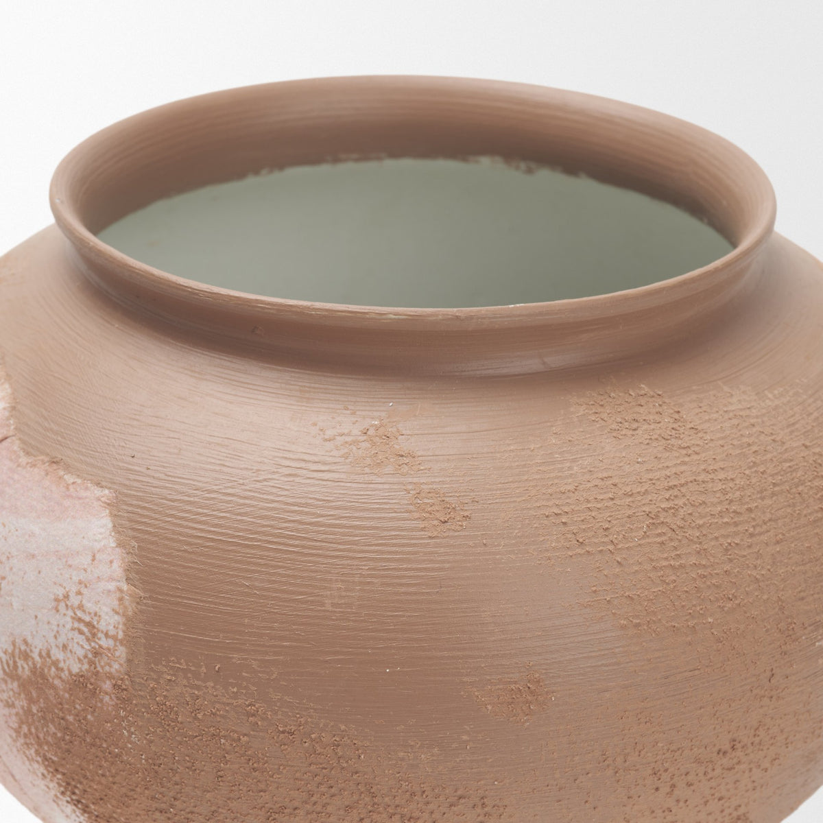 Velo Brown w/White Hand-Painted Terracotta Decorative Vase-Vase-DECOROLALA