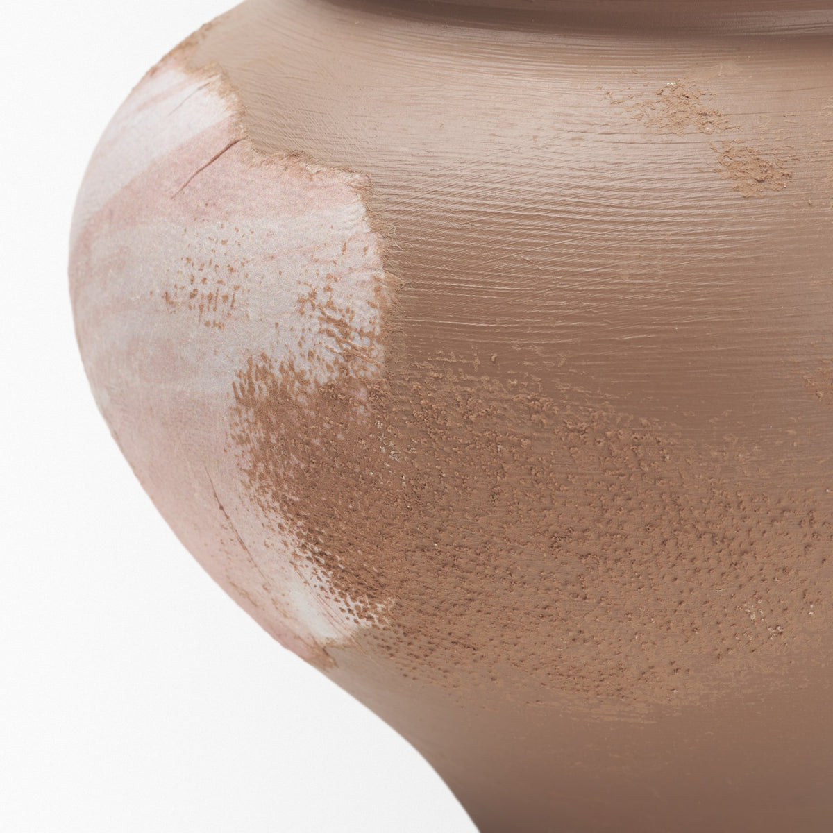 Velo Brown w/White Hand-Painted Terracotta Decorative Vase-Vase-DECOROLALA
