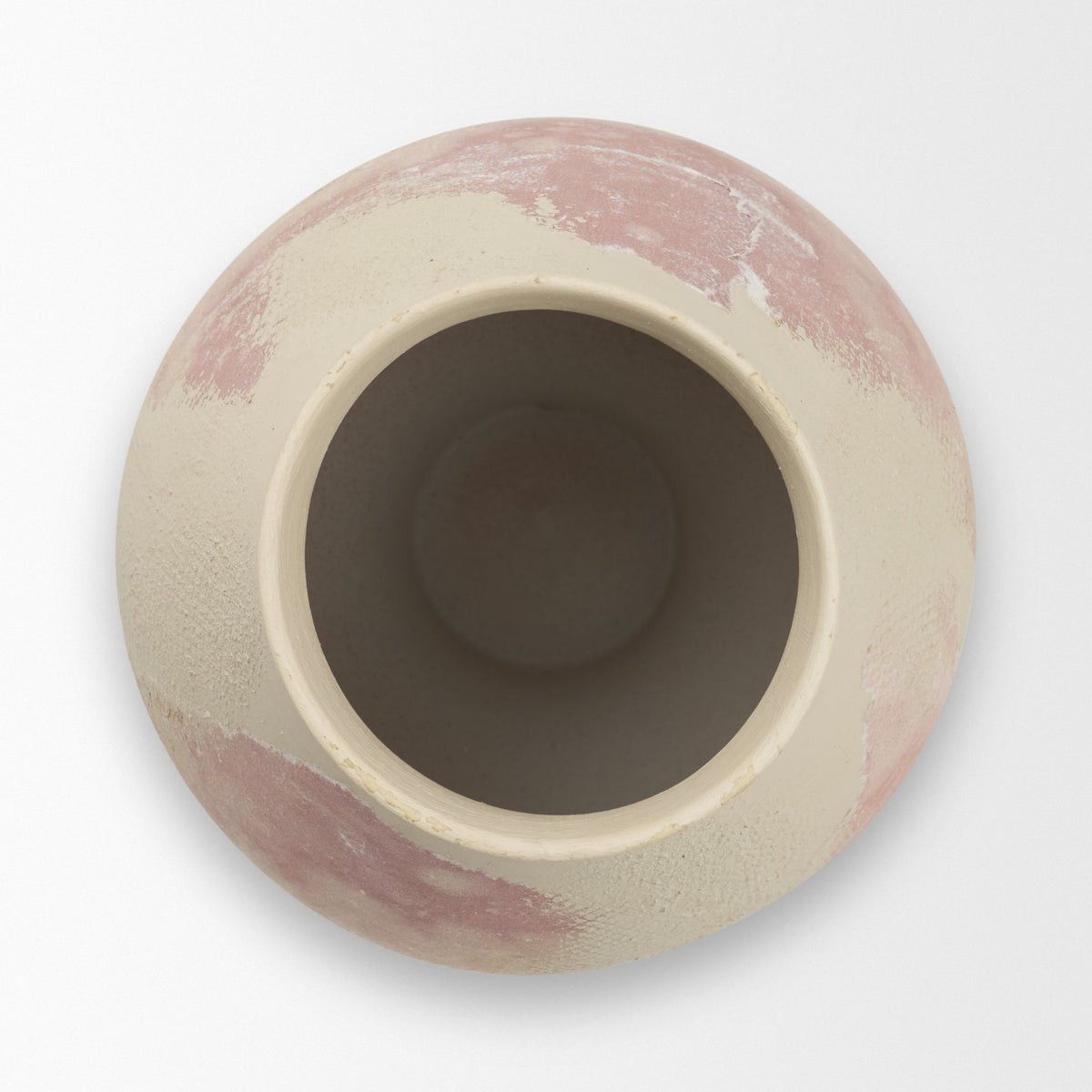 Velo Cream w/Blush Pink Hand-Painted Terracotta Decorative Vase-Vase-DECOROLALA