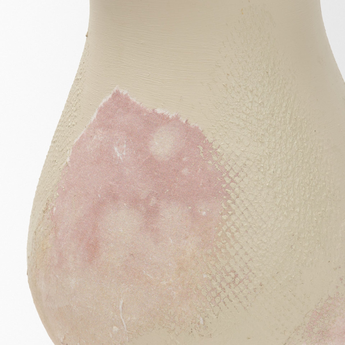 Velo Cream w/Blush Pink Hand-Painted Terracotta Decorative Vase-Vase-DECOROLALA