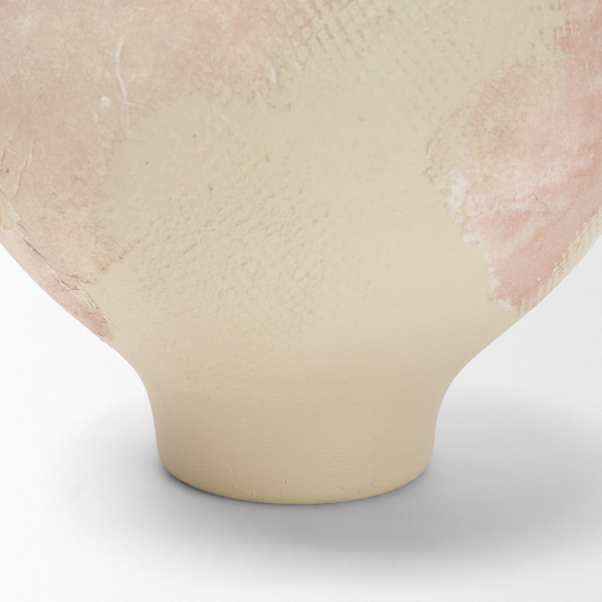 Velo Cream w/Blush Pink Hand-Painted Terracotta Decorative Vase-Vase-DECOROLALA