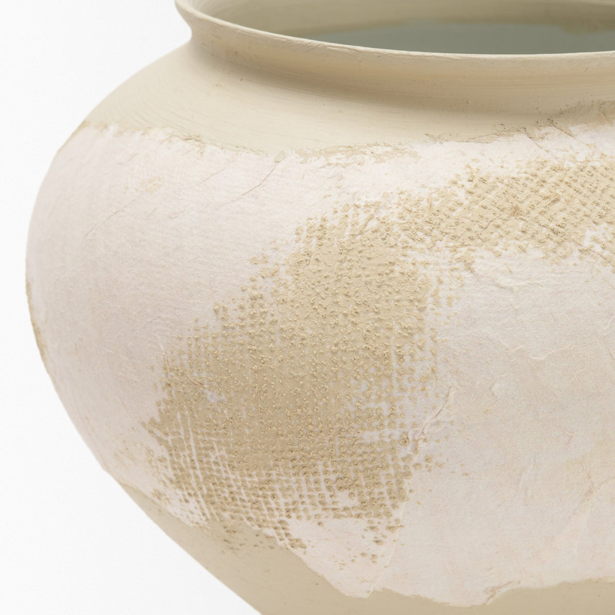 Velo Cream w/White Hand-Painted Terracotta Decorative Vase-Vase-DECOROLALA