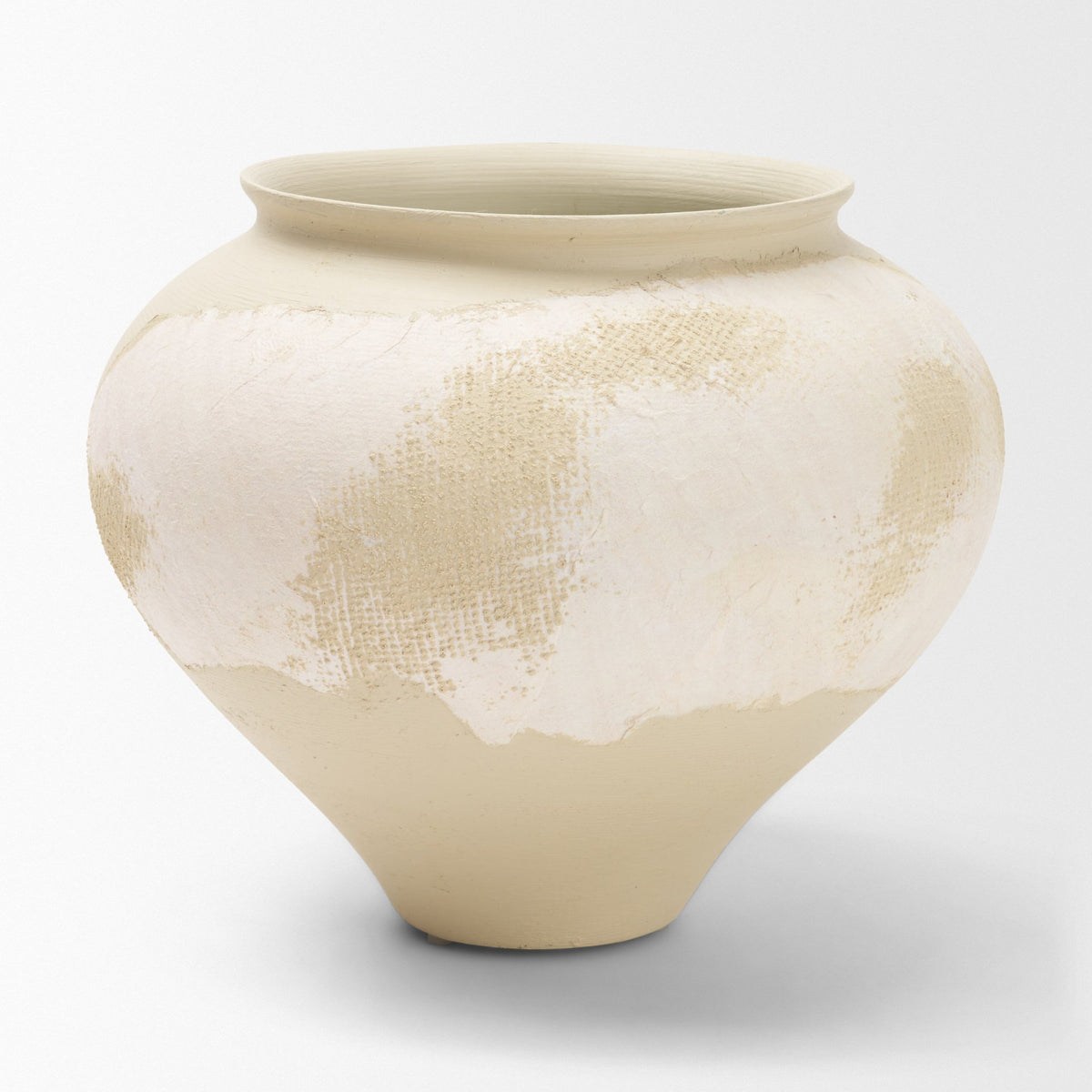 Velo Hand-Painted Terracotta Decorative Vase - Cream/White-Vases-DECOROLALA