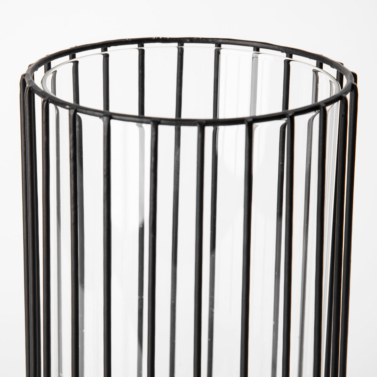 Velo II Large Black Metal Cylindrical Table Candle Holder-Table Candle Holders-DECOROLALA