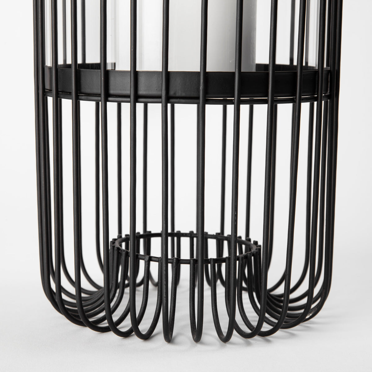 Velo II Large Black Metal Cylindrical Table Candle Holder-Table Candle Holders-DECOROLALA