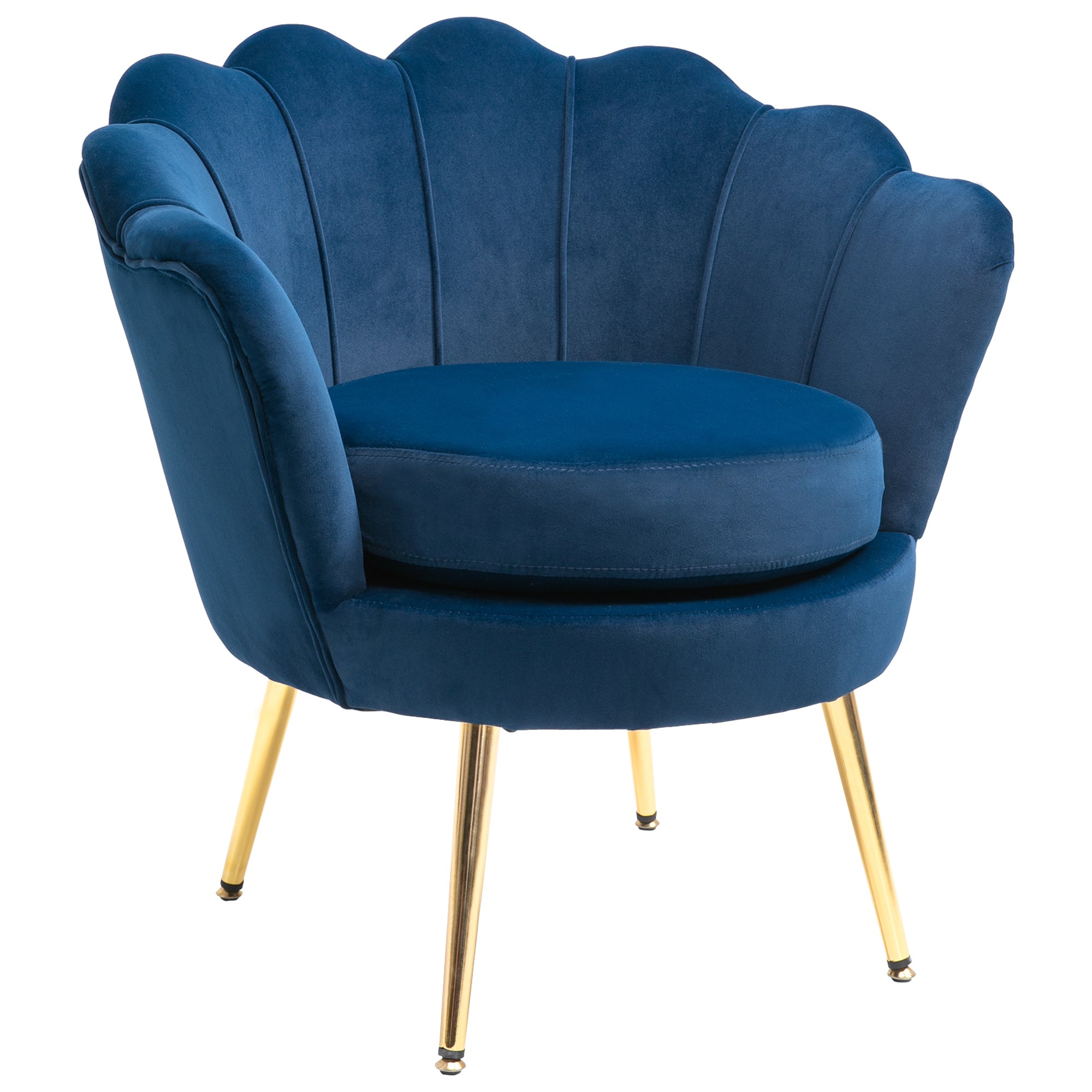 Velvet Accent Chair - Blue Lotus Design with Gold Legs-DECOROLALA