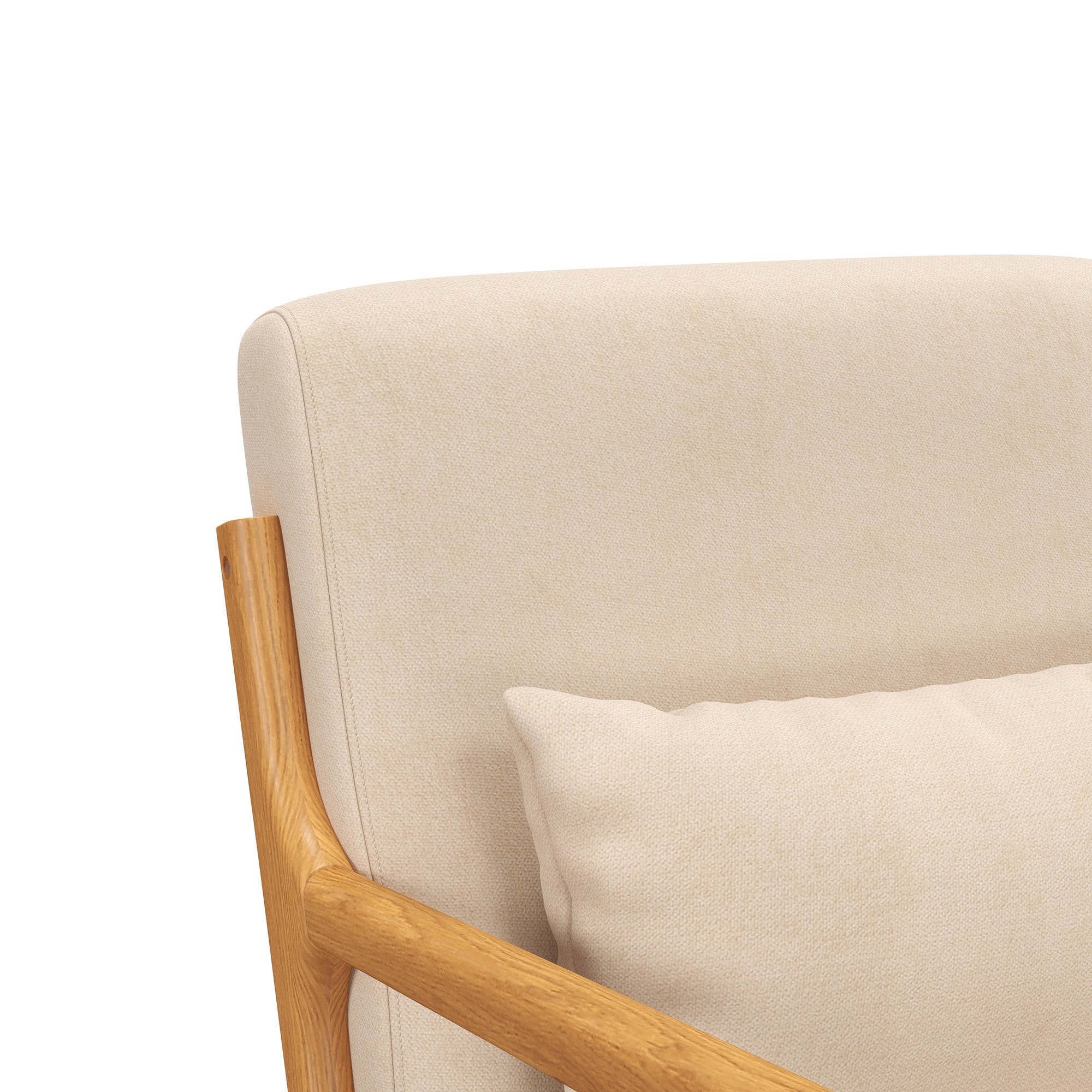 Velvet Accent Chair with Wood Legs - Beige Armchair-DECOROLALA