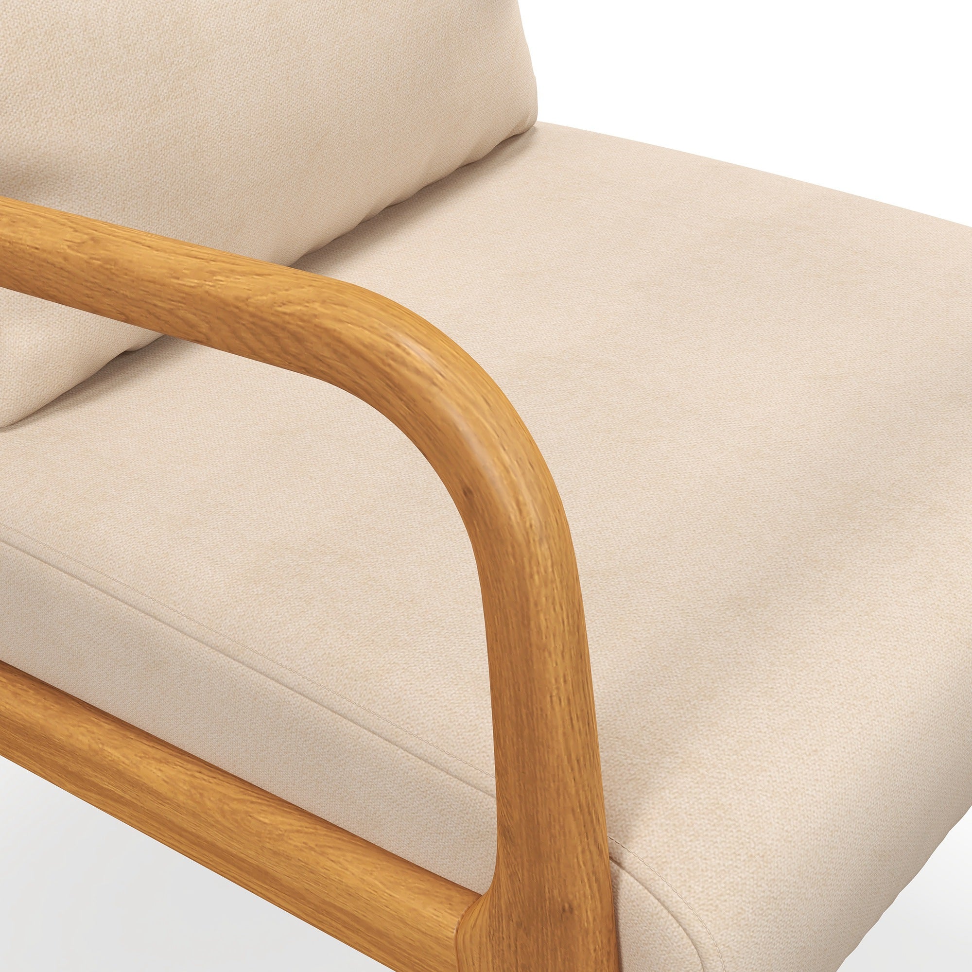Velvet Accent Chair with Wood Legs - Beige Armchair-DECOROLALA