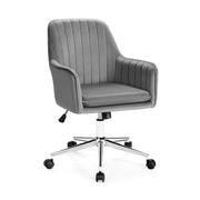 Velvet Accent Office Armchair with Adjustable Swivel and Removable Cushion-Gray-Office Leisure Chairs-DECOROLALA