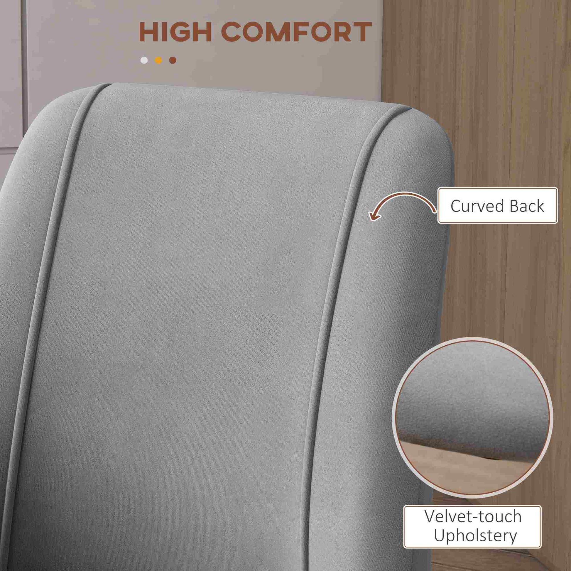 Velvet Dining Chairs Set of 4 Grey - Upholstered with Steel Legs-DECOROLALA