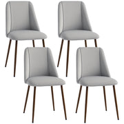 Velvet Dining Chairs Set of 4 Grey - Upholstered with Steel Legs-DECOROLALA