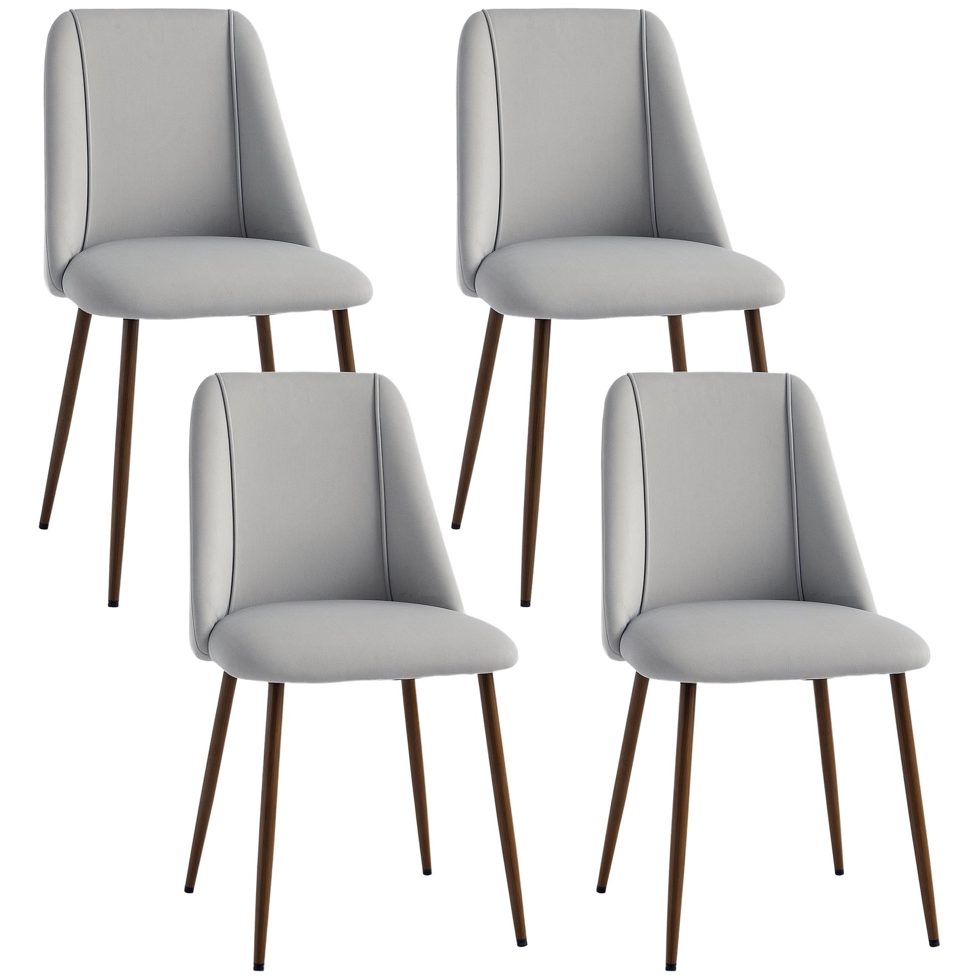 Velvet Dining Chairs Set of 4 Grey - Upholstered with Steel Legs-DECOROLALA