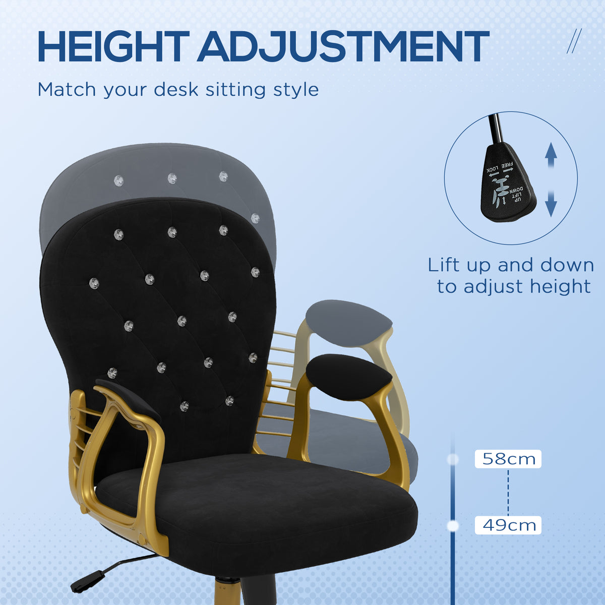 Velvet Office Chair - Black Tufted Swivel Vanity Chair-Office Products > Office Furniture > Office Chairs > Task Chairs-DECOROLALA