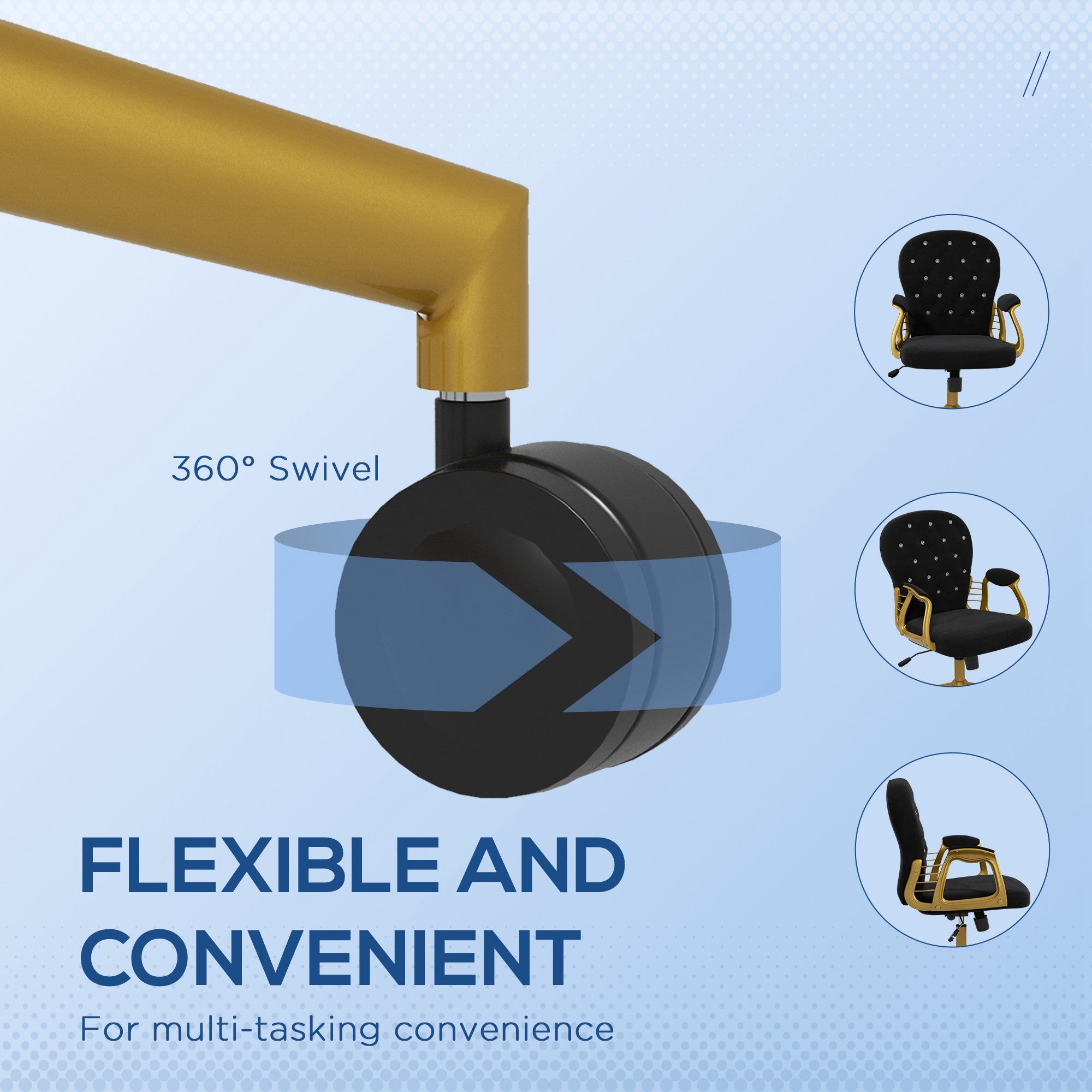 Velvet Office Chair - Black Tufted Swivel Vanity Chair-Office Products > Office Furniture > Office Chairs > Task Chairs-DECOROLALA