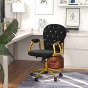 Velvet Office Chair - Black Tufted Swivel Vanity Chair-Task Chairs-DECOROLALA