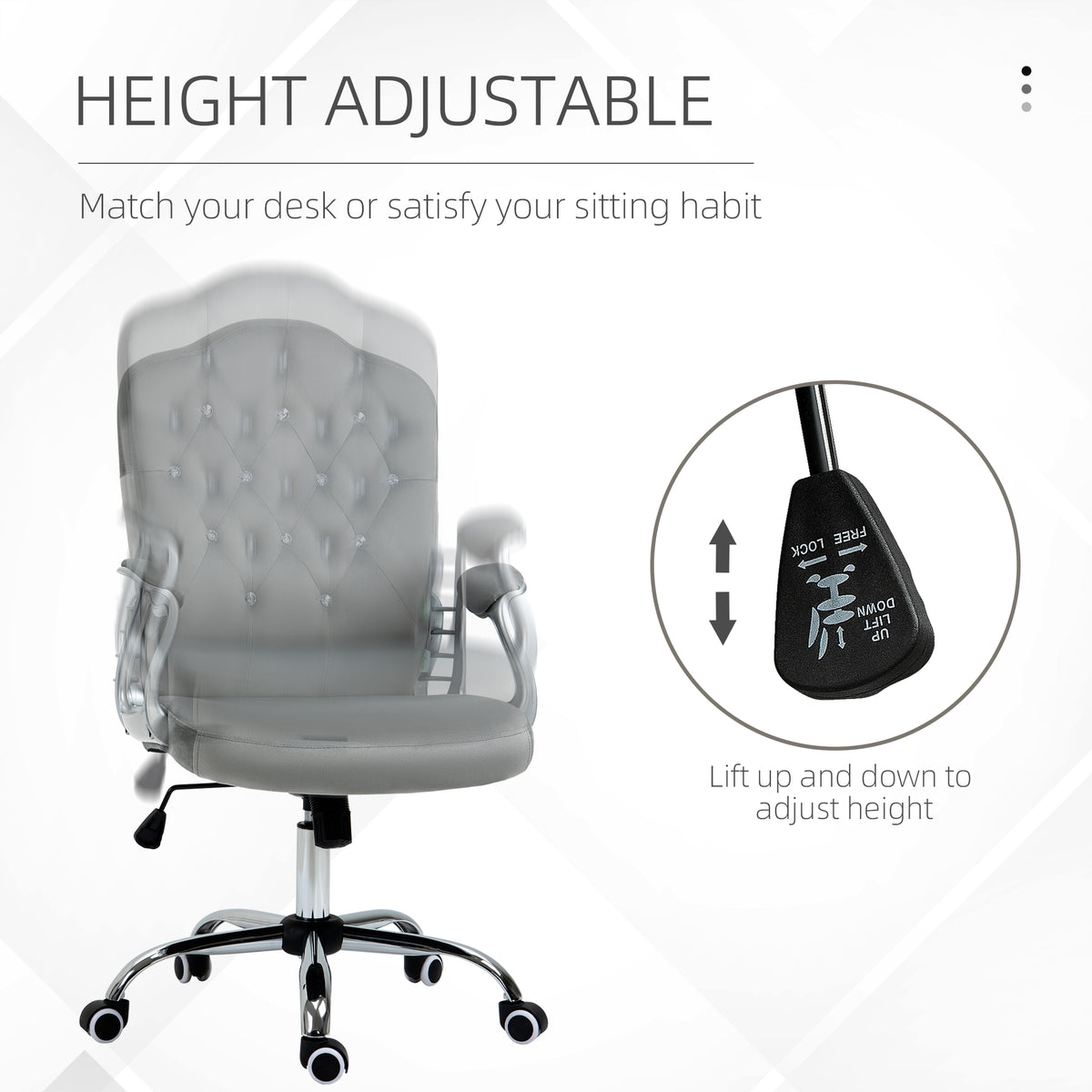 Velvet Office Chair - Grey Button Tufted Task Chair-Office Products > Office Furniture > Office Chairs > Task Chairs-DECOROLALA