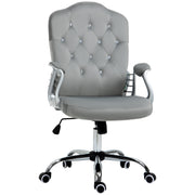 Velvet Office Chair - Grey Button Tufted Task Chair-Office Products > Office Furniture > Office Chairs > Task Chairs-DECOROLALA