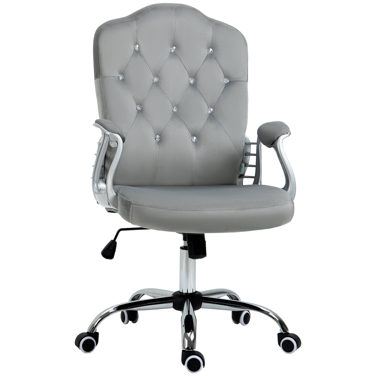 Velvet Office Chair - Grey Button Tufted Task Chair-Office Products > Office Furniture > Office Chairs > Task Chairs-DECOROLALA
