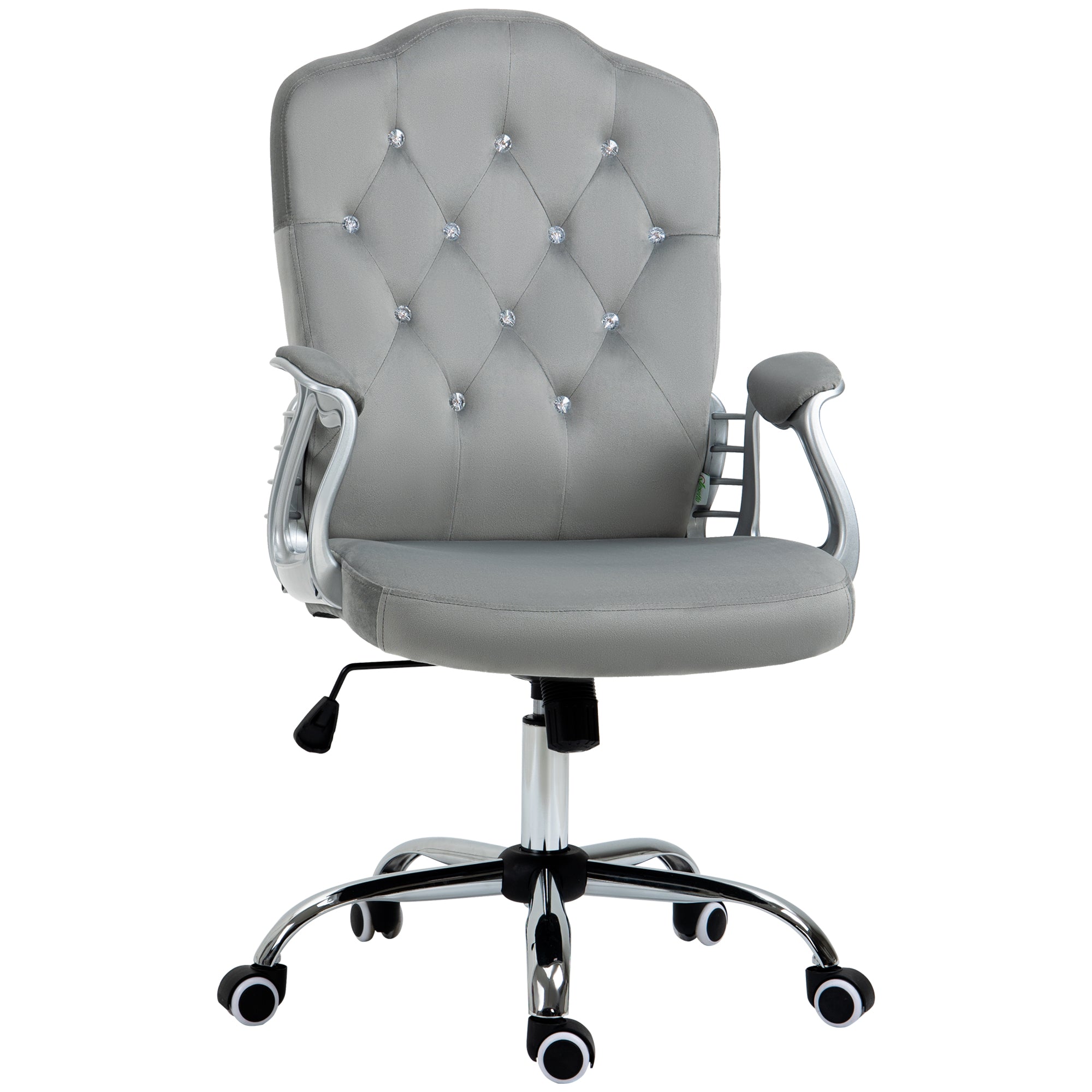 Velvet Office Chair - Grey Button Tufted Task Chair-Office Products > Office Furniture > Office Chairs > Task Chairs-DECOROLALA