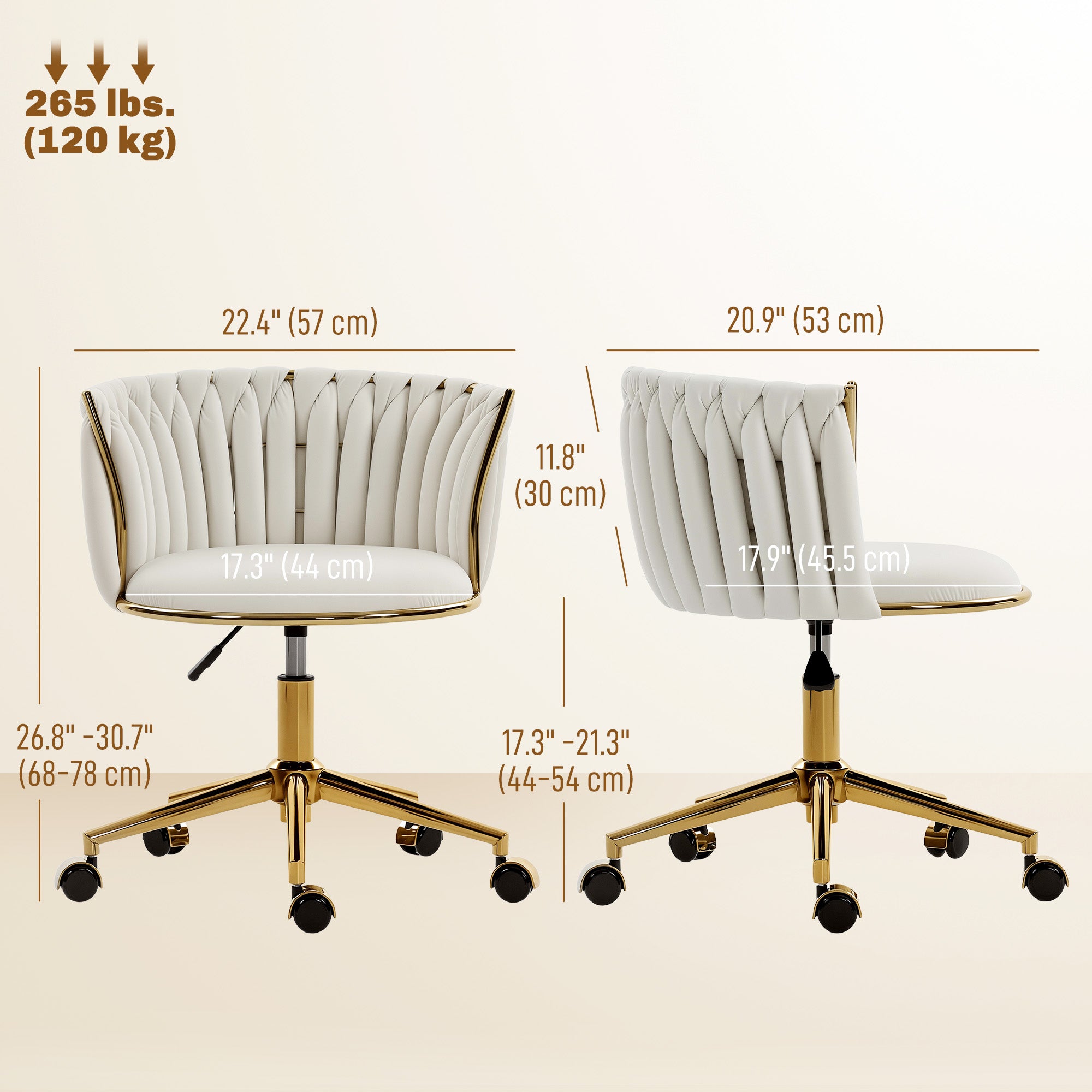 Velvet Office Vanity Chair - Woven Back Cream White-Office Products > Office Furniture > Office Chairs > Task Chairs-DECOROLALA